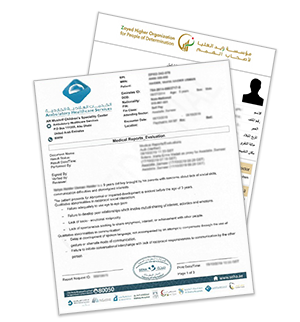 Collage of various medical reports in the UAE that are relevant to special needs diagnosis